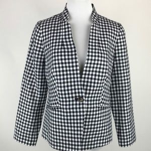 Talbots Wesley Gingham stand collar blazer jacket size 14 orig price $139